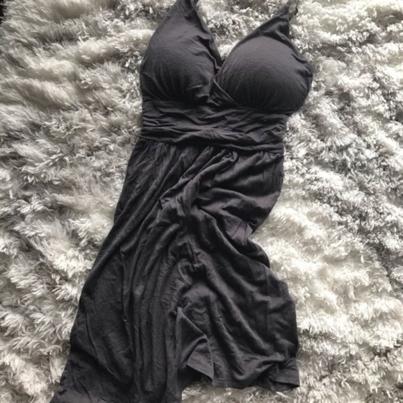 Women's gray v-cut spaghetti strap summer dress - Picture 4 of 4